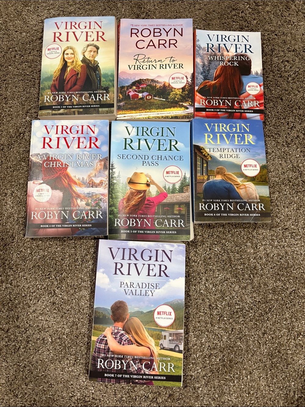 Virgin River Paperback Book Set by - Assorted Covers (Blue/Green/Red)